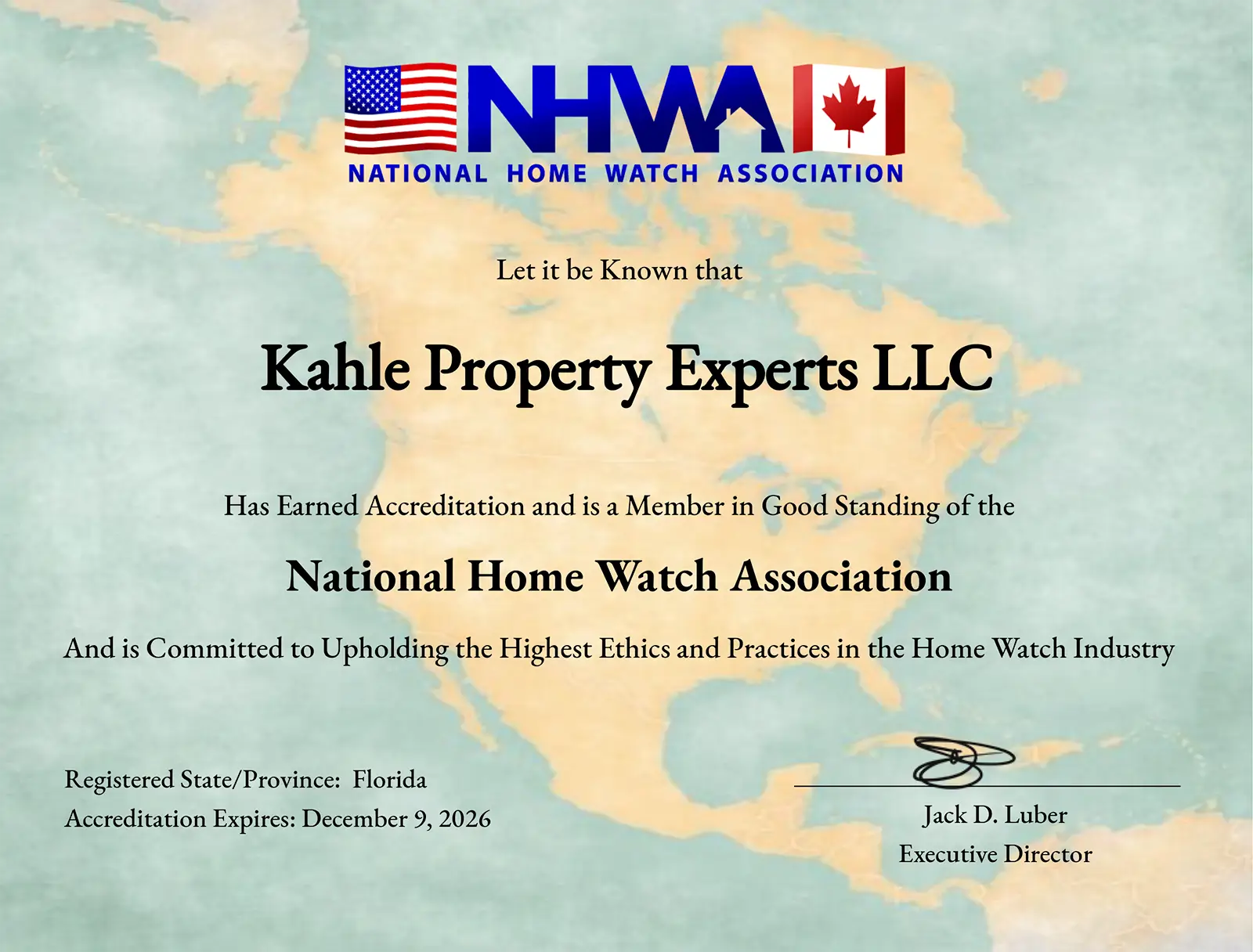 ACCREDITATION CERT. Kahle Property Experts LLC